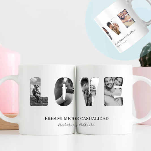 Taza personalizada con fotos y nombres – Regalo original para enamorados LOVE