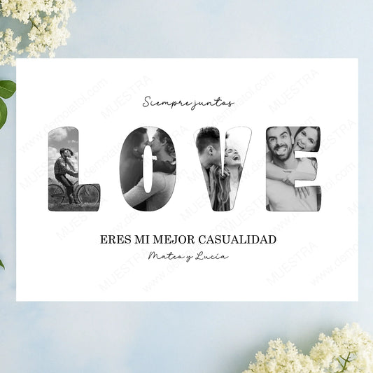 Lámina personalizada amor con fotos y dedicatoria