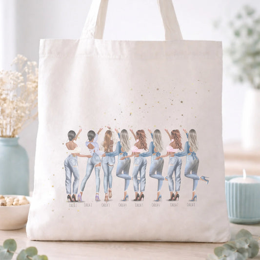 Bolsa de tela con ilustración amigas