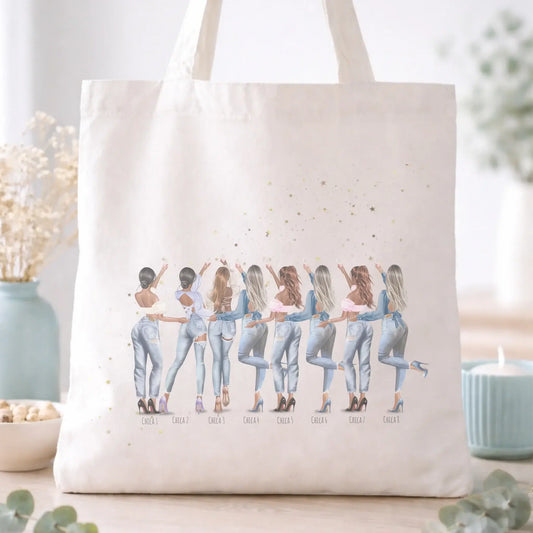 Bolsa de tela con ilustración amigas
