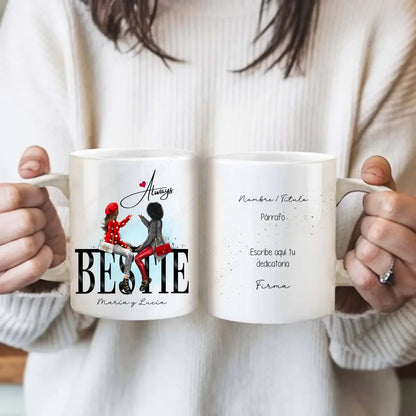 taza personalziada besties con dedicatoria y dibujo