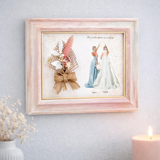 Cuadro con flores e ilustración personalizada damas de honor 1-4 damas - Vestidos