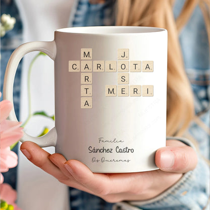 taza personalizada scrabble familia