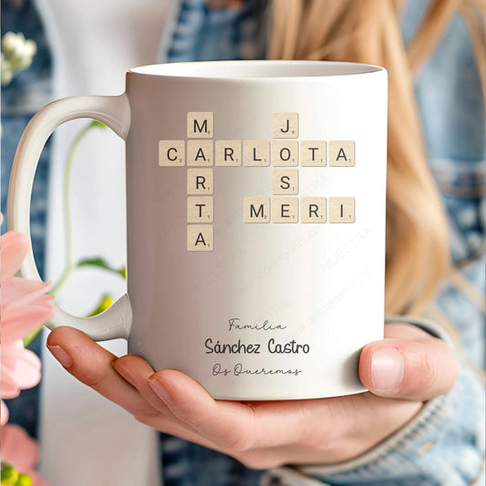 taza personalizada scrabble familia