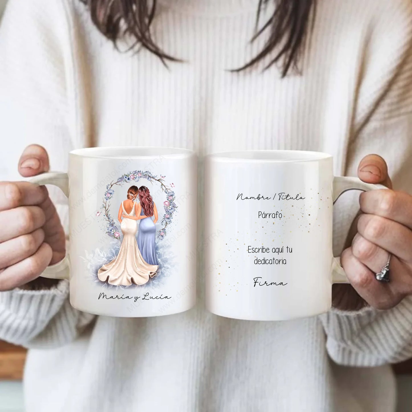 Taza personalizada dama de honor con dedicatoria