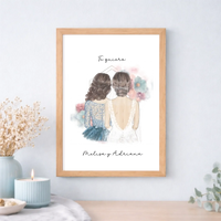 Lámina o cuadro personalizado para damas de honor con nombre – Regalo con ilustración estilo acuarela
