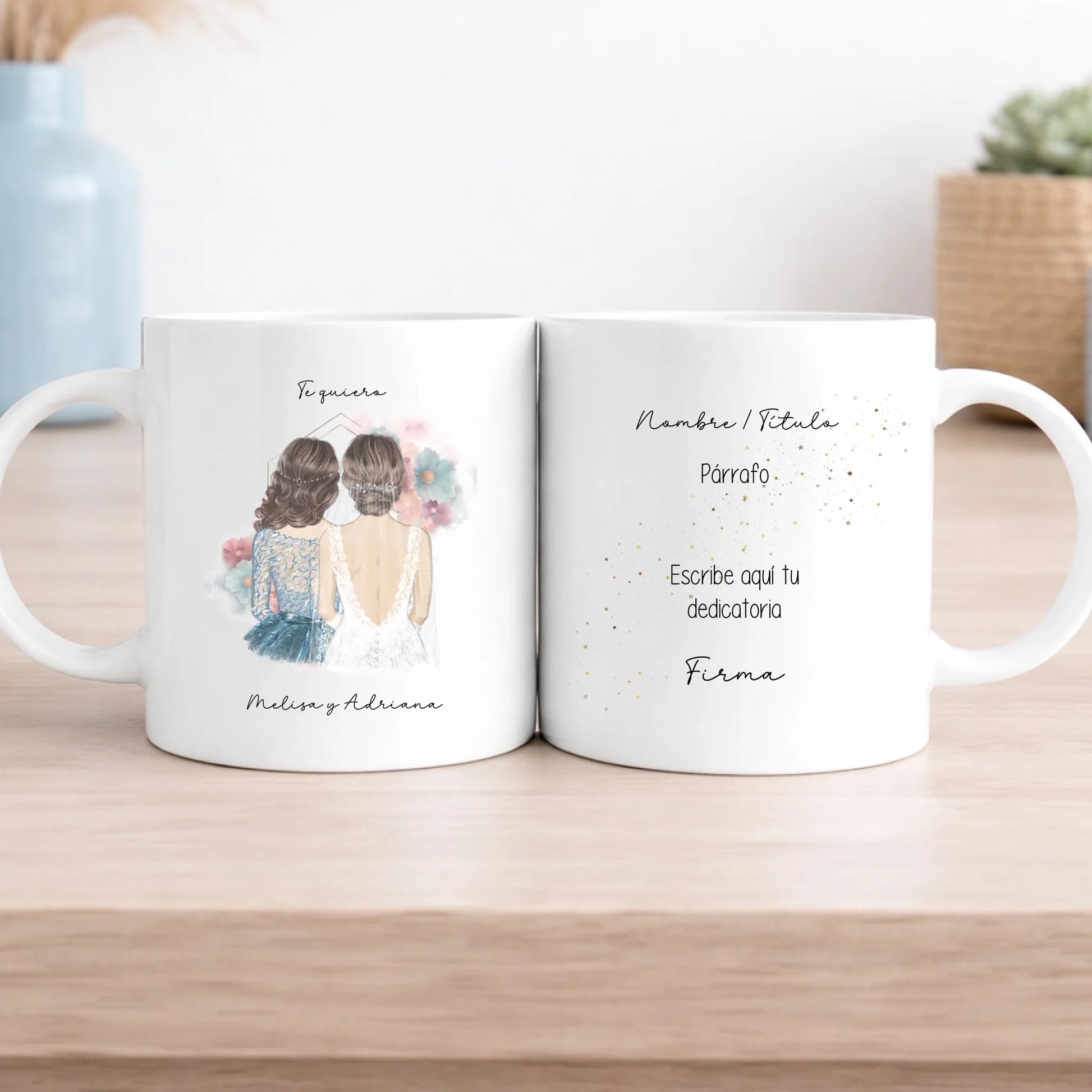 Taza personalizada dama de honor con dedicatoria