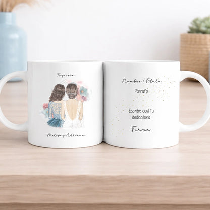 Taza personalizada dama de honor con dedicatoria