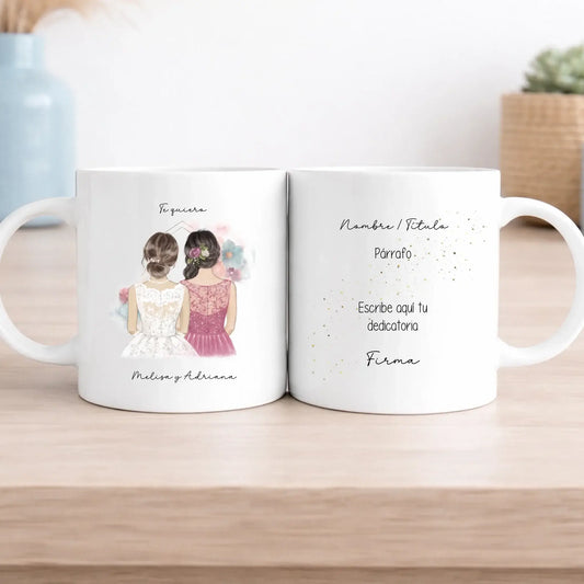 Taza personalizada con ilustración - Dama de honor Acuarela Paint