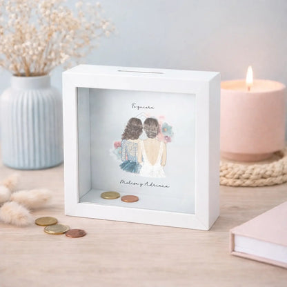 Hucha personalizada para dama de honor y novia con nombre – Regalo con ilustración acuarela paint