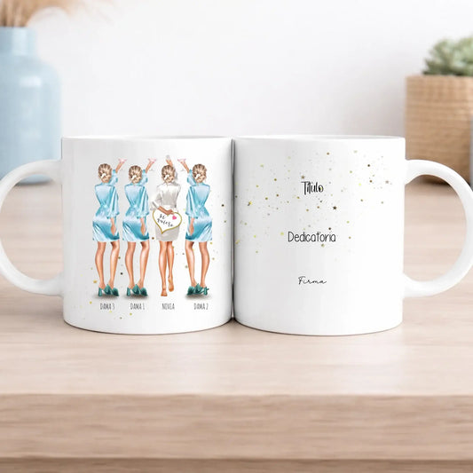 Taza personalizada regalo original damas de honor con ilustración pre-boda