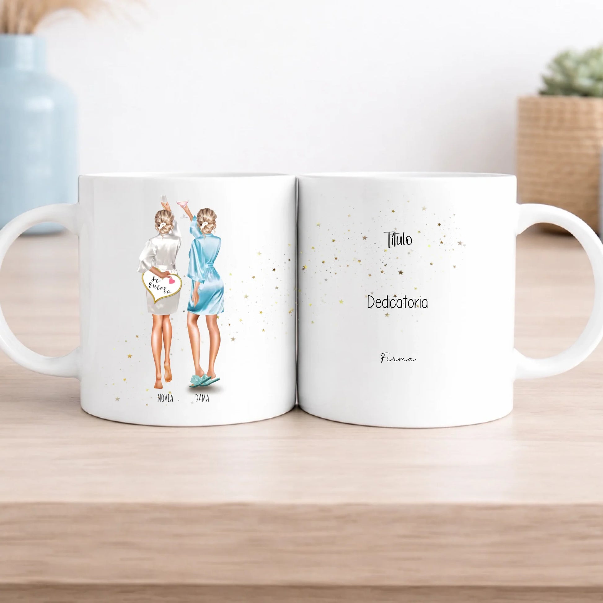 Taza personalizada dama de honor con dedicatoria