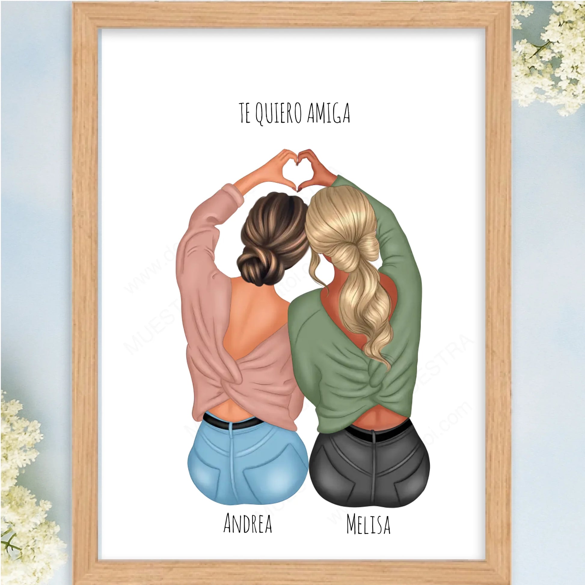 Cuadro personalizado ilustración hermanas