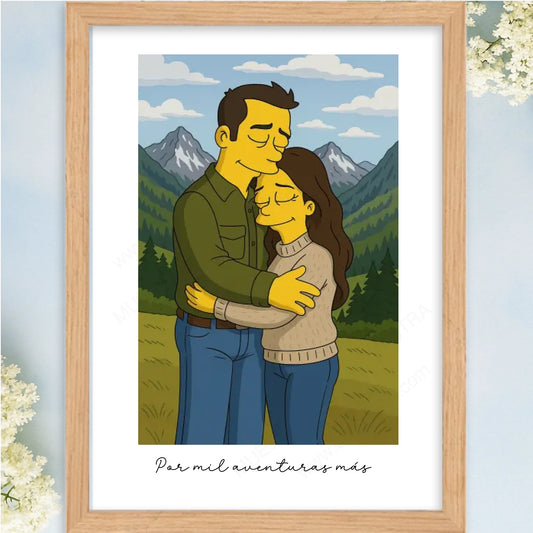 Cuadro personalizado caricatura simpson regalo enamorados