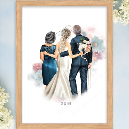 Cuadro personalizado ilustración boda