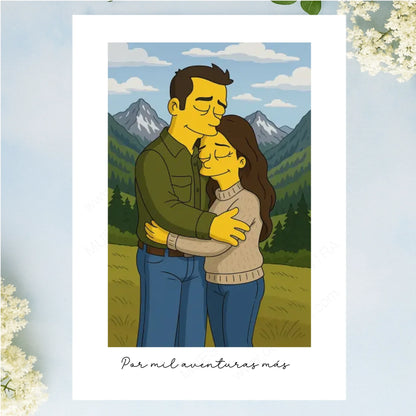 Lámina personalizada regalo original con caricatura simpson