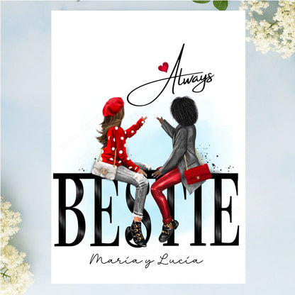 Lámina personalizada con ilustración de amigas 