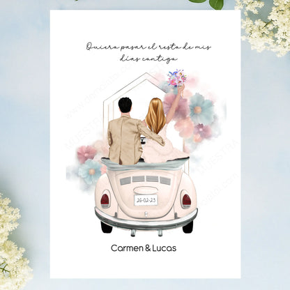 Lámina personalizada como regalo de novios de boda