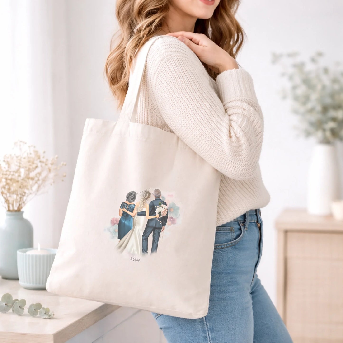 Bolsa de tela ilustración boda 
