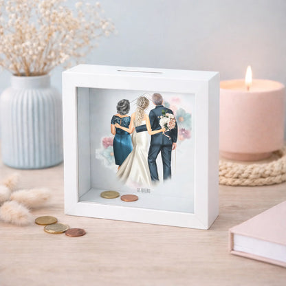 Hucha personalizada con ilustración boda