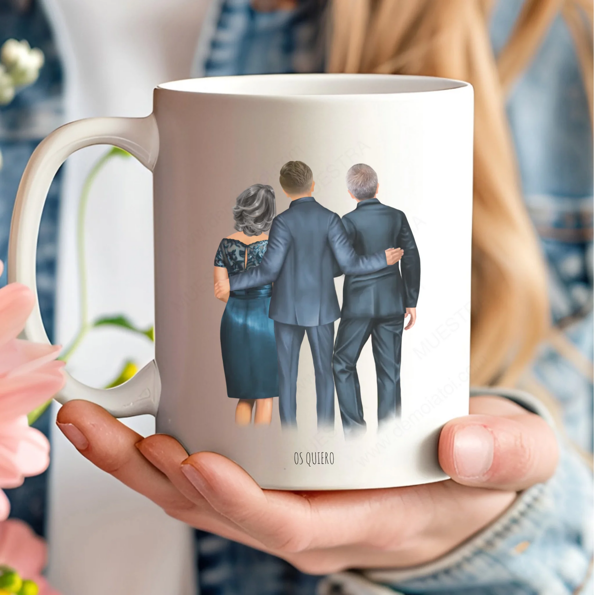 Taza personalizada original familia boda