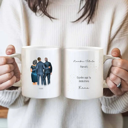 taza personalizada para familia boda con ilustración