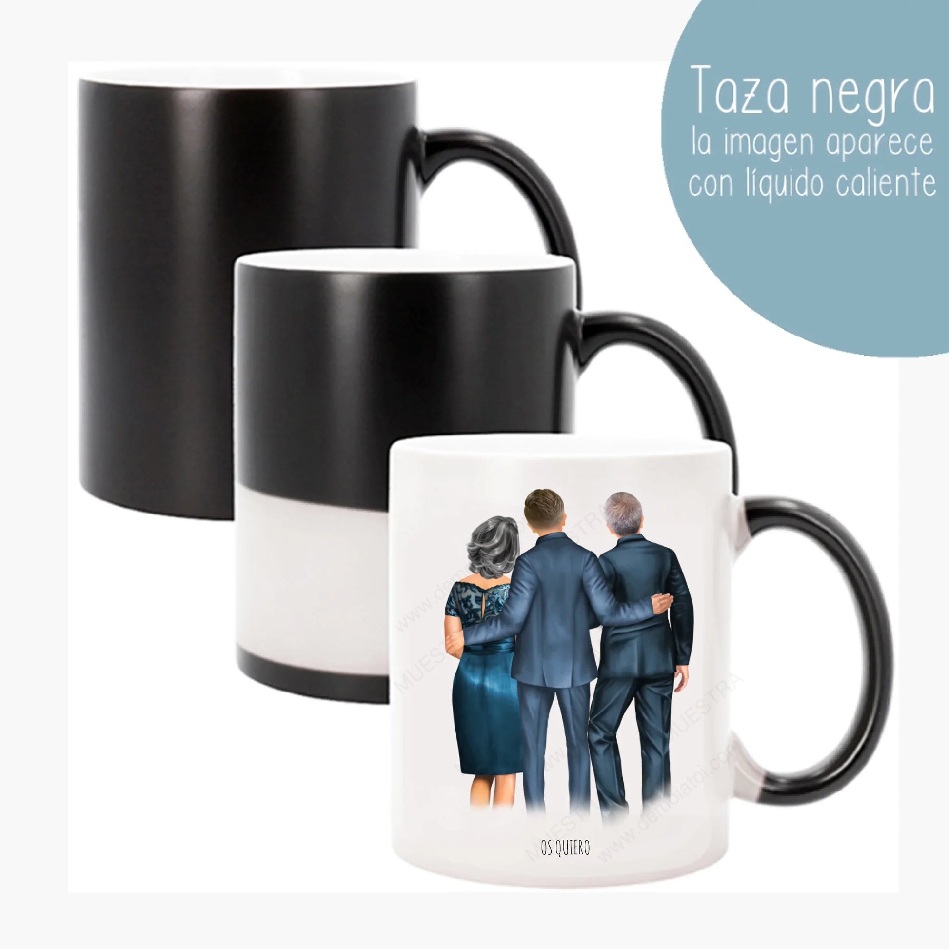 taza magica personalizada con ilustración de familia para boda