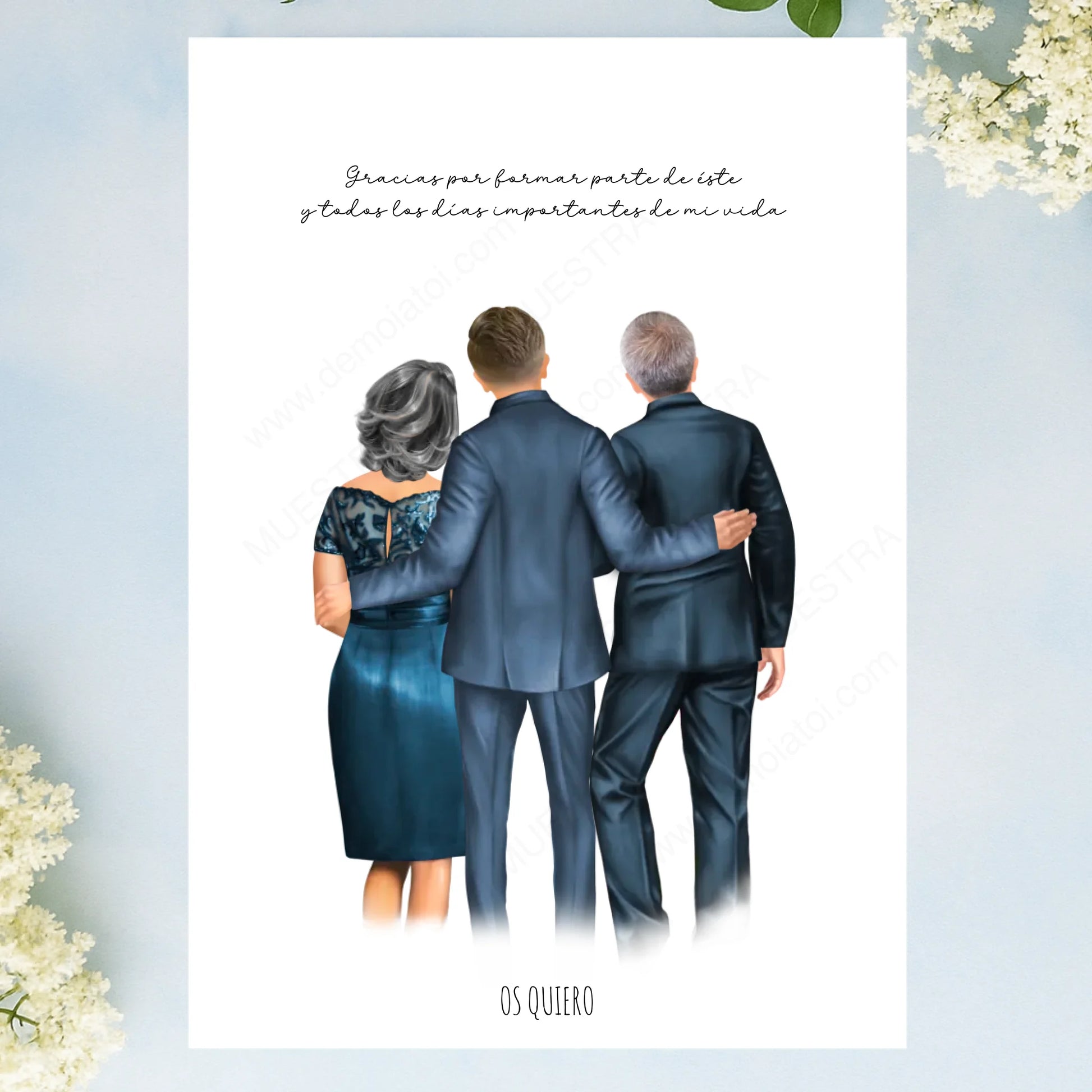 Lámina personalizada ilustración boda familiar