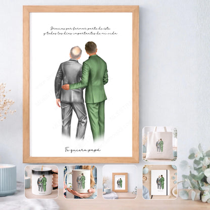 Regalo personalizado boda novio y padrino – Ilustración editable con nombres y dedicatoria