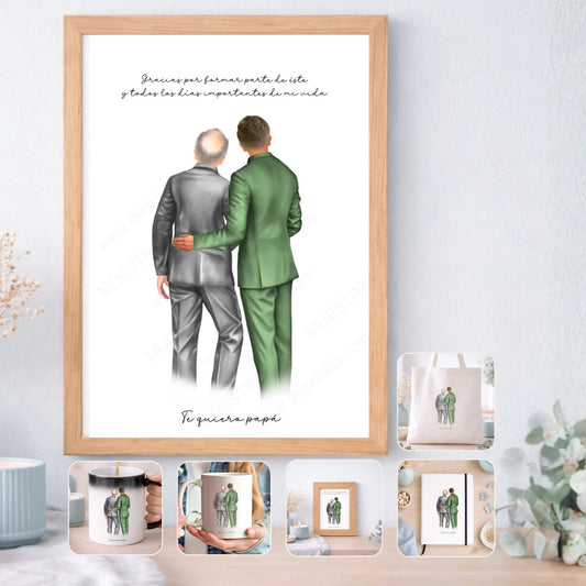 Regalo personalizado boda novio y padrino – Ilustración editable con nombres y dedicatoria