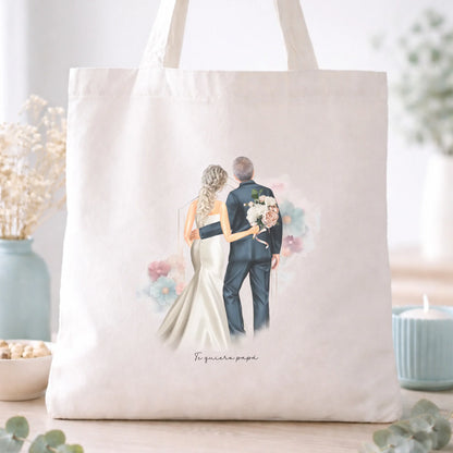 Totebag impresa con ilustración boda
