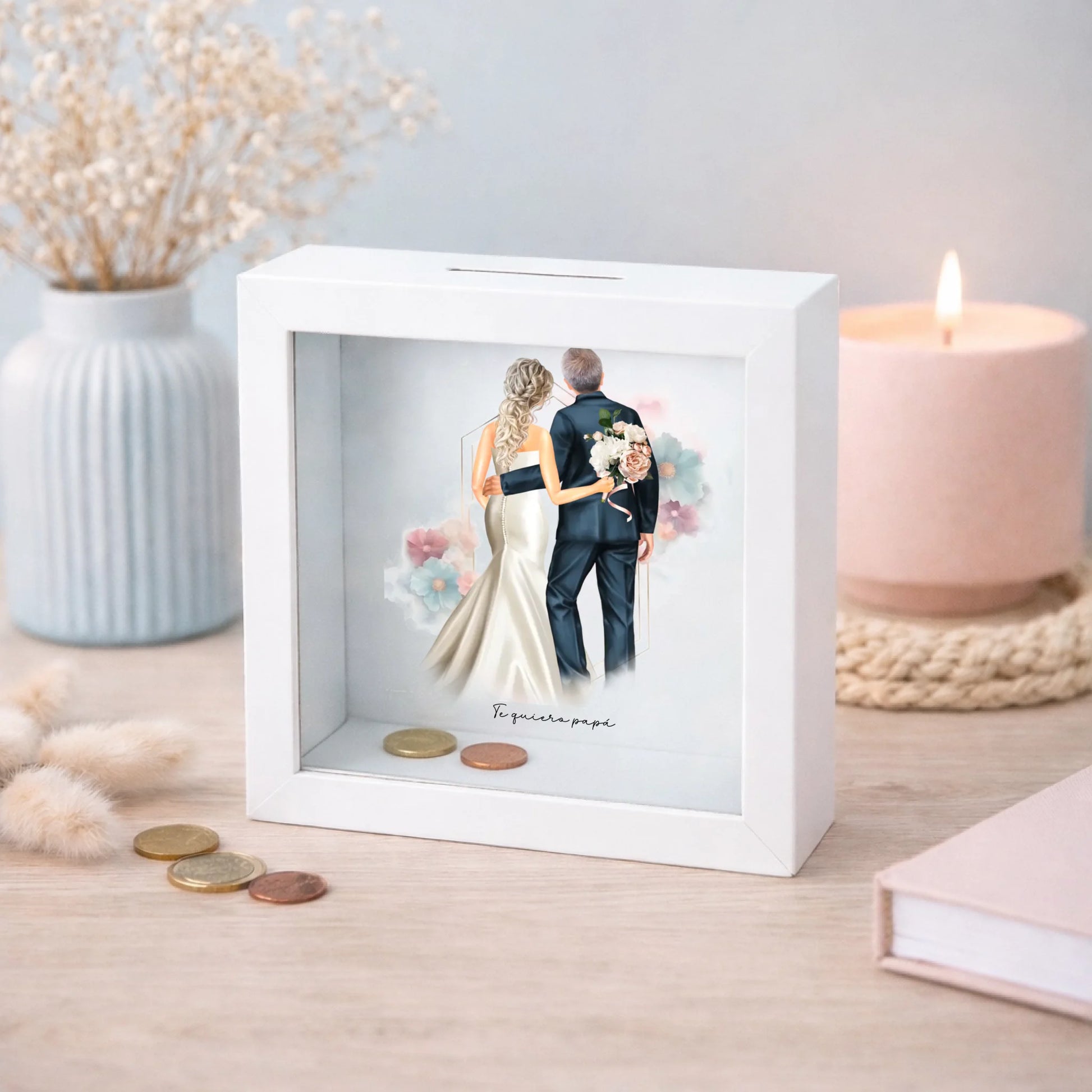 Hucha personalizada boda con ilustración