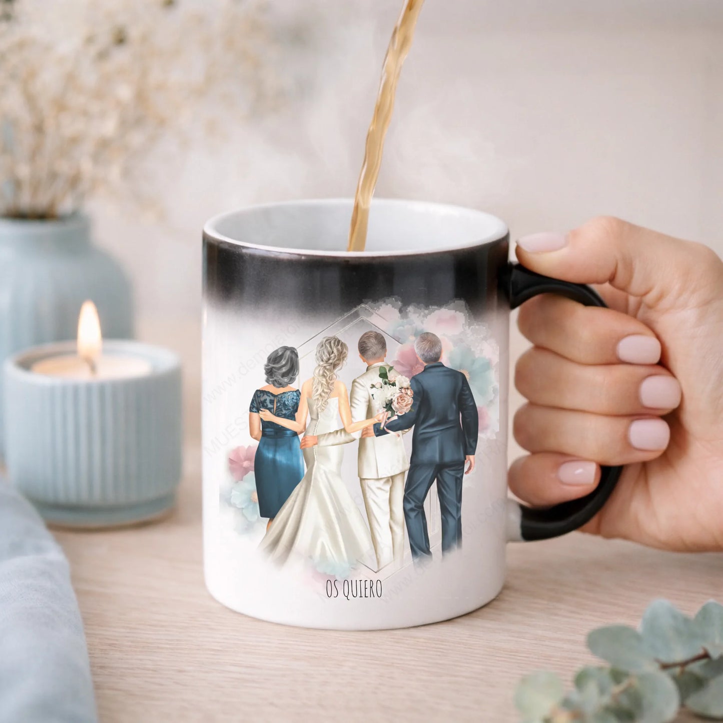 Taza mágica personalizada regalo boda familia