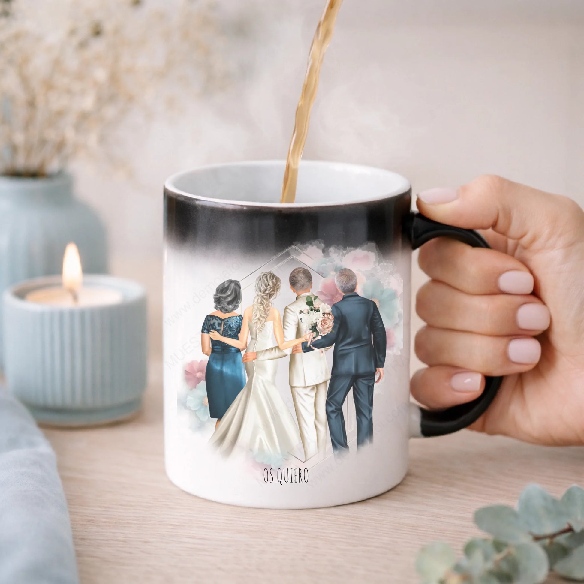 Taza mágica personalizada regalo boda familia