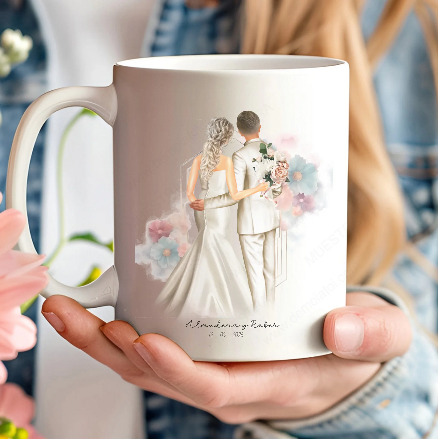 Taza personalizada original de boda 