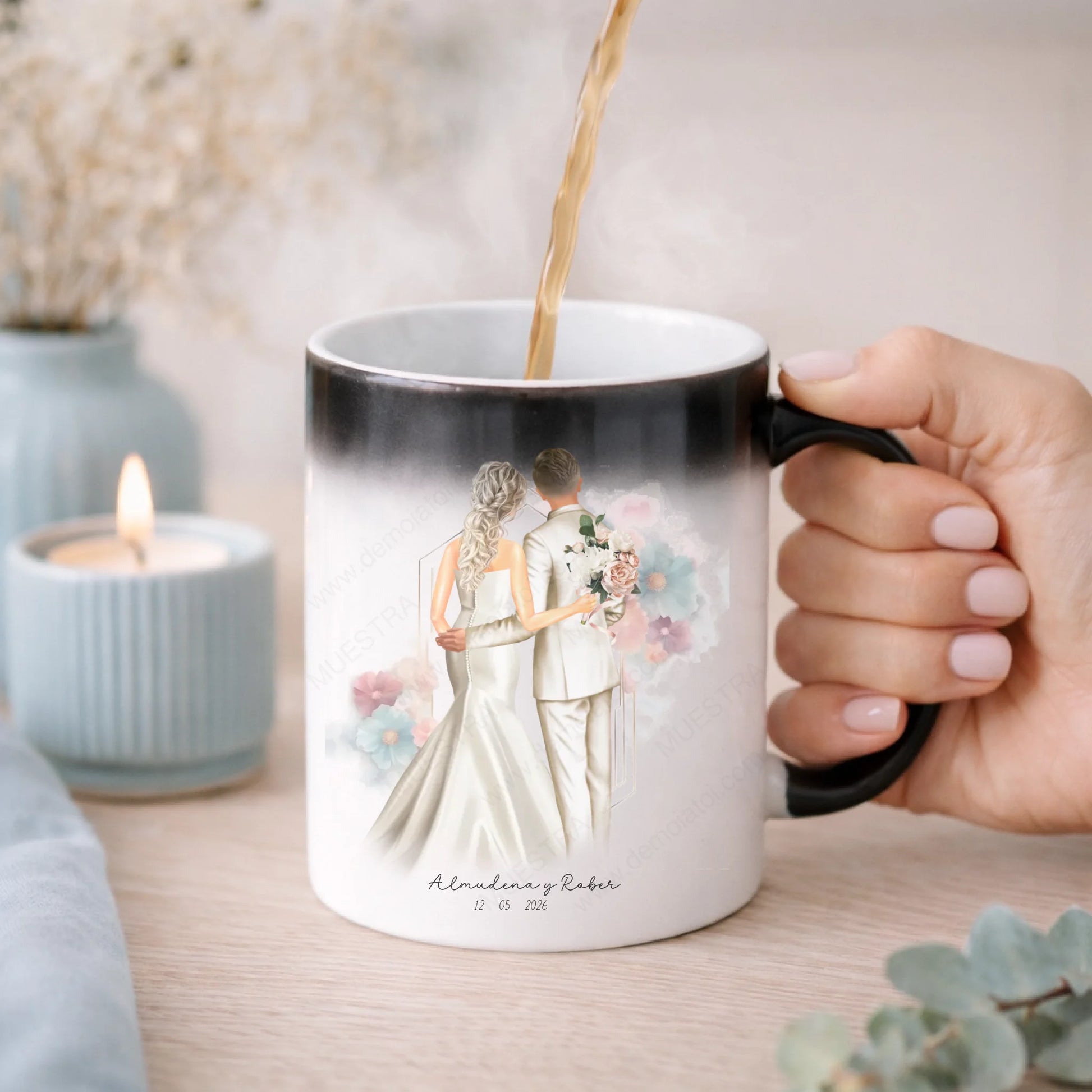 Taza mágica personalizada boda