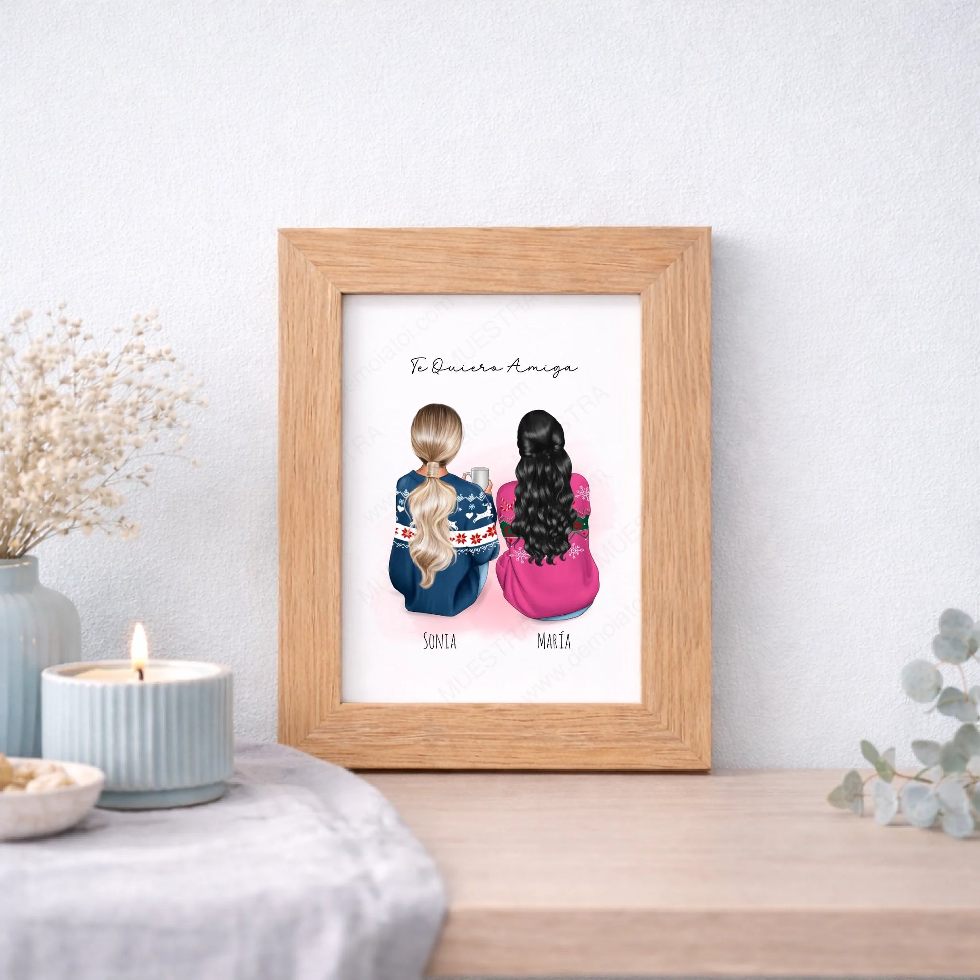 Regalo personalizado original mejores amigas con ilustración