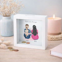 Hucha personalizada para amigas y hermanas con nombre – Regalo con ilustración de invierno