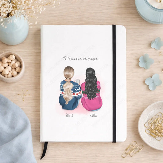 Libreta personalizada con ilustración de mejores amigas y hermanas - Invierno