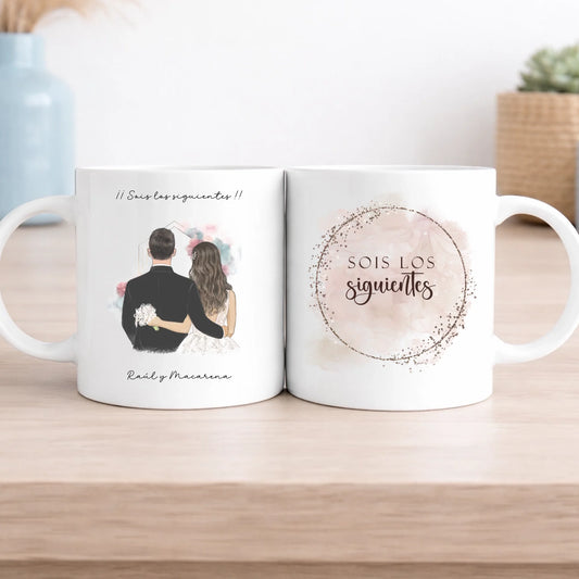 Taza personalizada “Sois los siguientes en casaros” – Regalo divertido para bodas en cerámica blanca