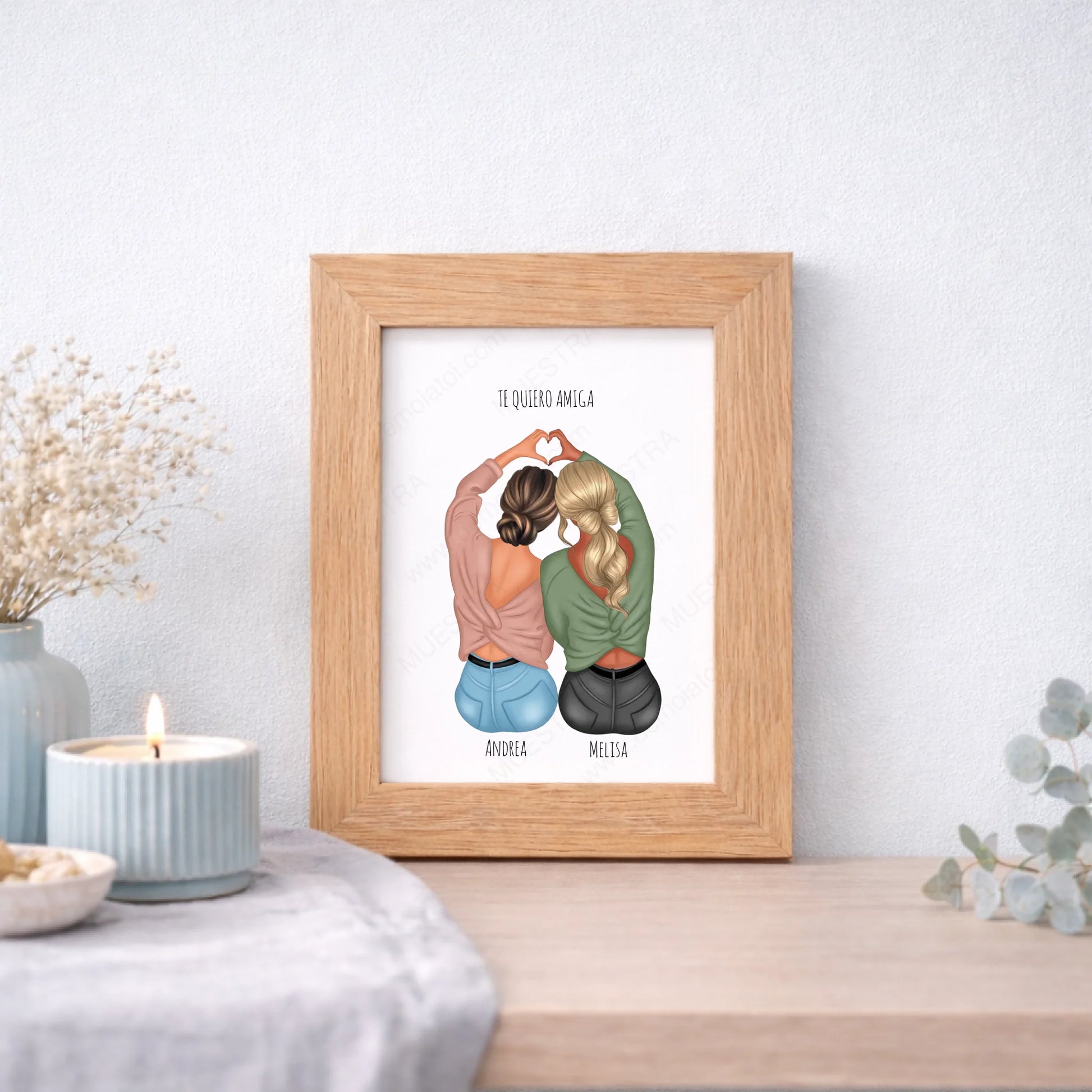 Cuadro personalizado mejores amigas sentadas