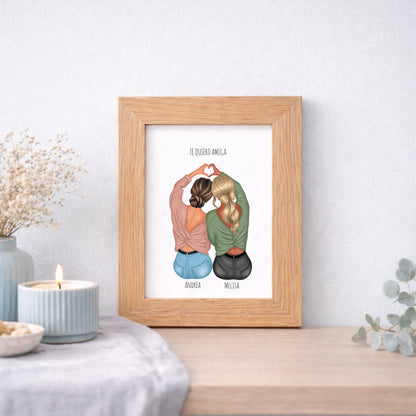 Cuadro personalizado mejores amigas sentadas