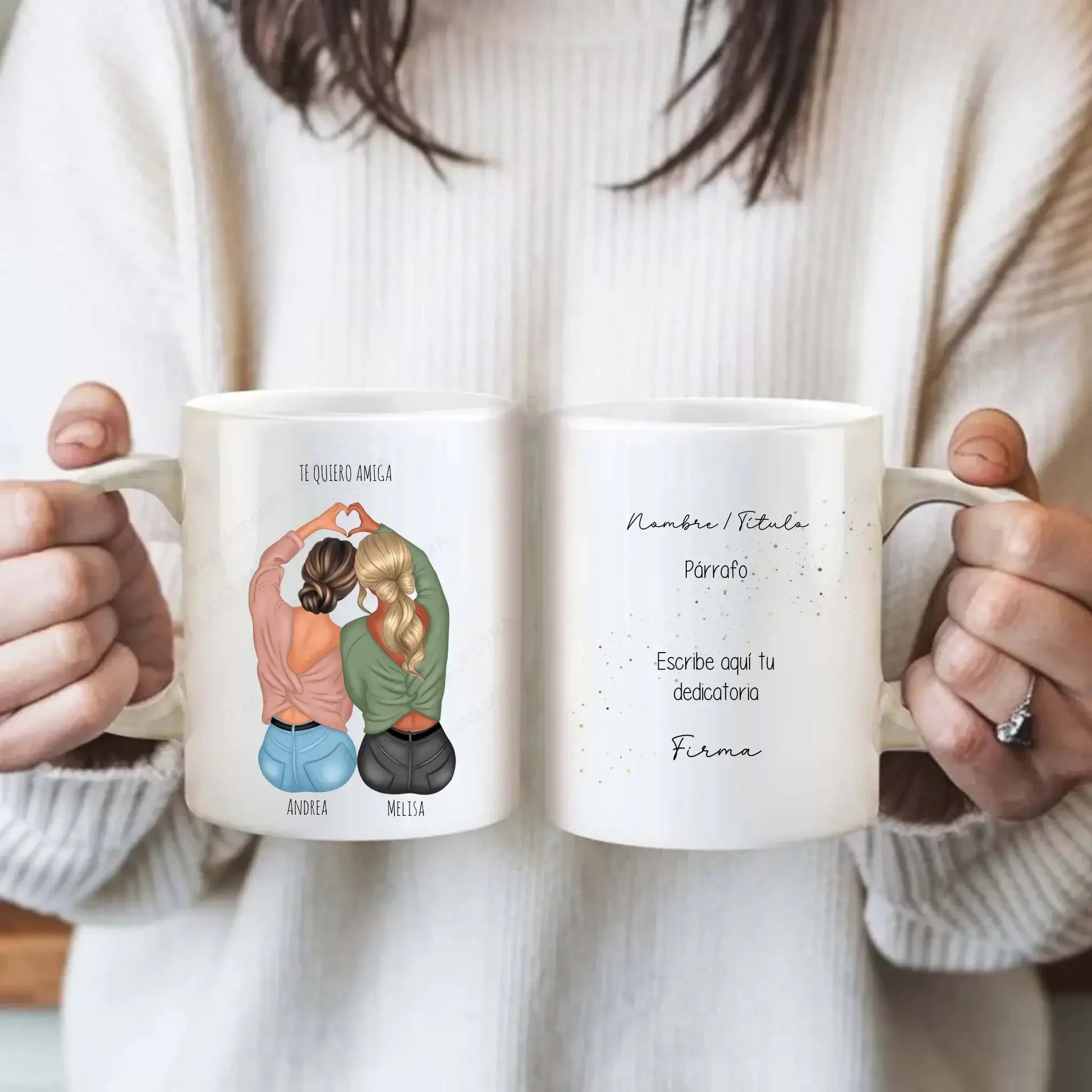 taza personalizada con ilustración mejores amigas