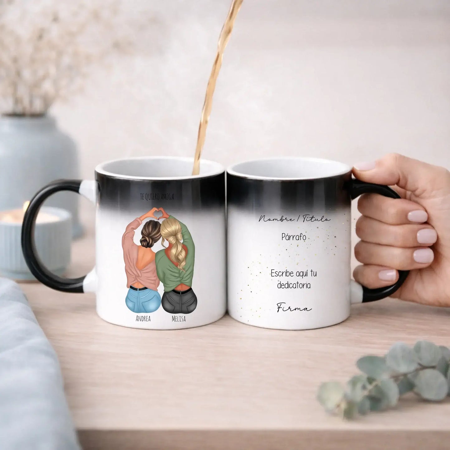 Taza mágica personalizada mejores amigas con dedicatoria