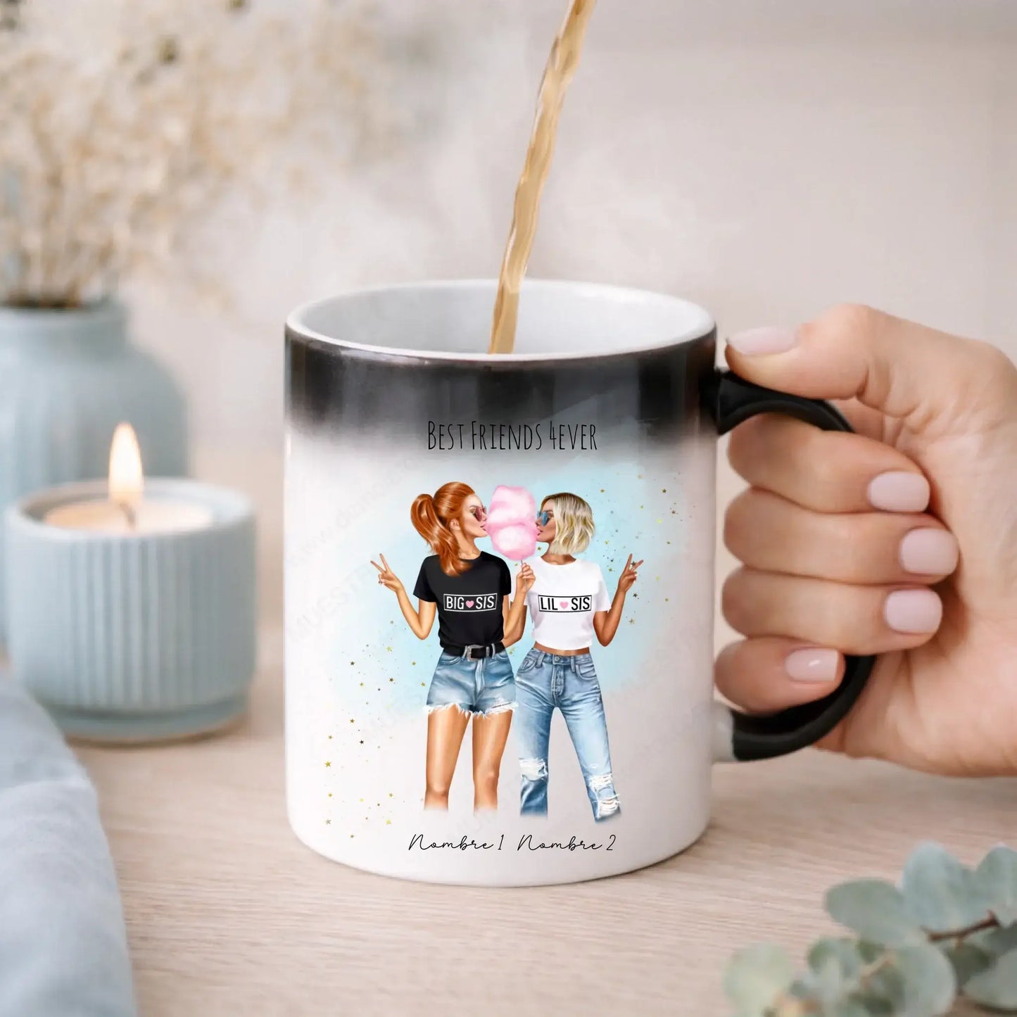 Taza mágica regalo original amigas con ilustración