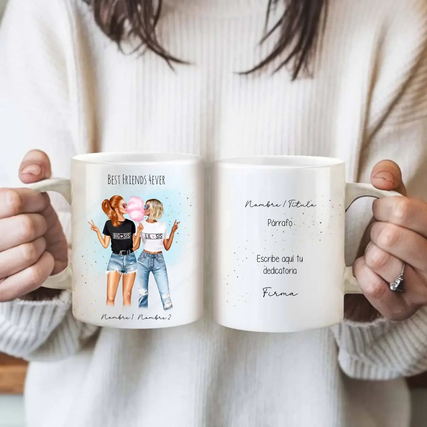 taza personalizada con ilustración mejores amigas