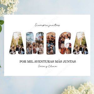 Regalos con fotografías formando palabras