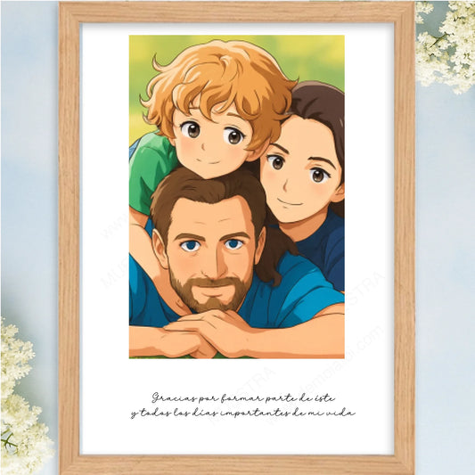 Cuadro personalizado con caricatura regalo original padre, madre, amigos