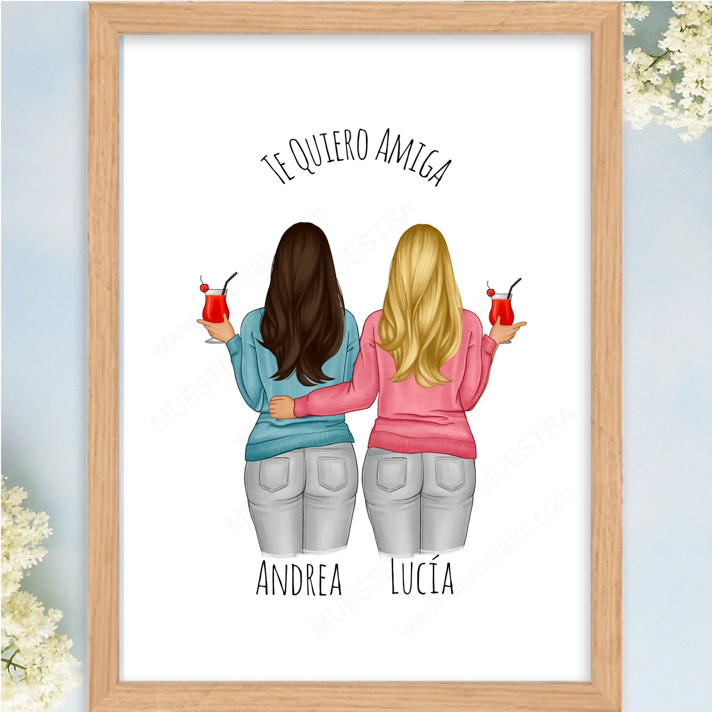 Cuadro personalizado con ilustración como regalo original para best friends