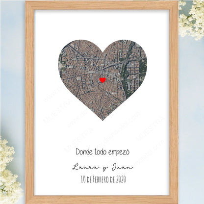 Cuadro personalizado regalo original para parejas con diseño Ubicación